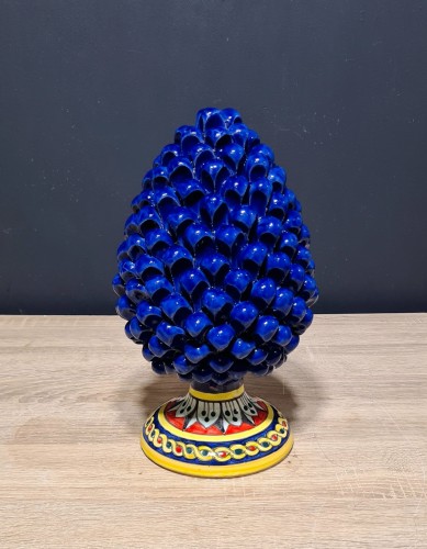 szyszka sycylijska pinia na nozce niebieska 30cm zielony wzor.jpg