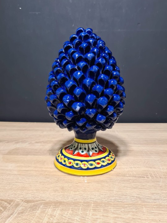 szyszka sycylijska pinia na nozce niebieska 30cm zielony wzor 4.jpg