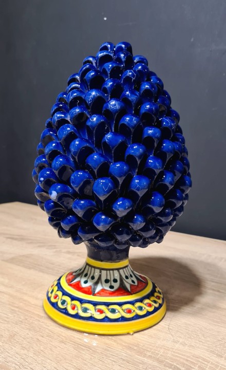 szyszka sycylijska pinia na nozce niebieska 30cm zielony wzor 5.jpg