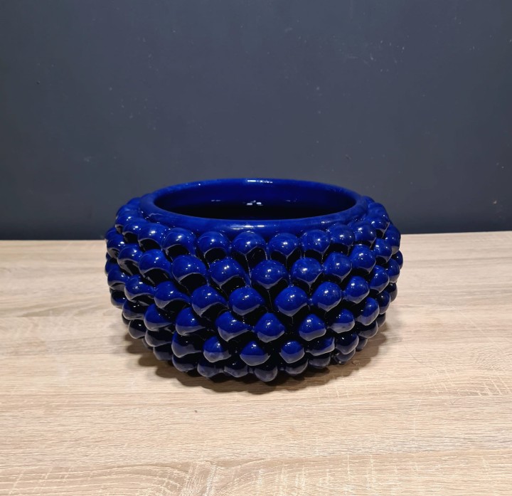 sycylijska doniczka szyszka pinia 25cm granatowa.jpg