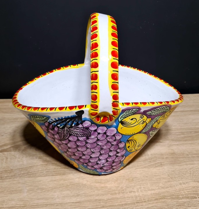 koszyk 35cm z motywem cytryn i winogron ceramiczny doniczka 5.jpg