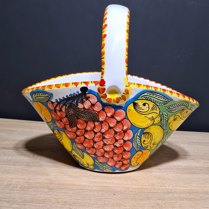 koszyk 35cm z motywem cytryn i czerwonych winogron ceramiczny doniczka 4.jpg