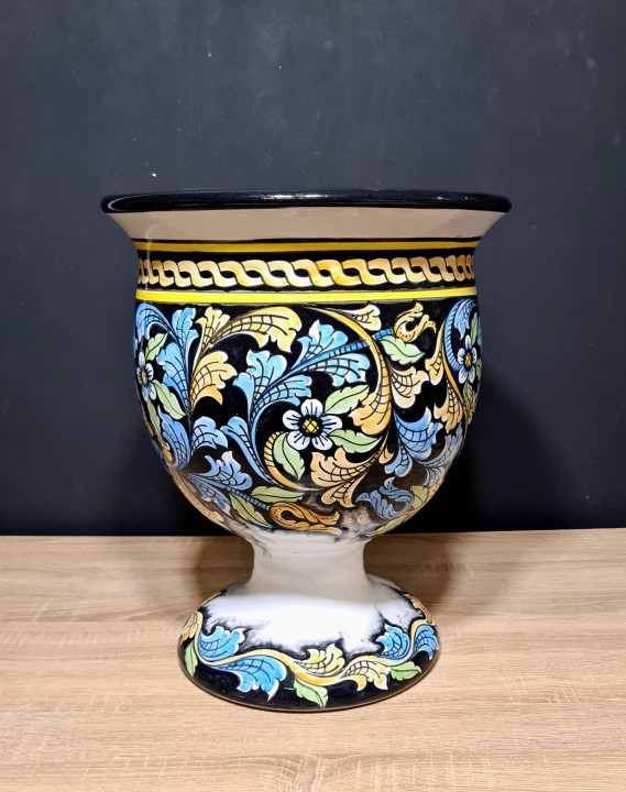 donica sycylijska na nozce 45cm blekitno-zlota 2.jpg