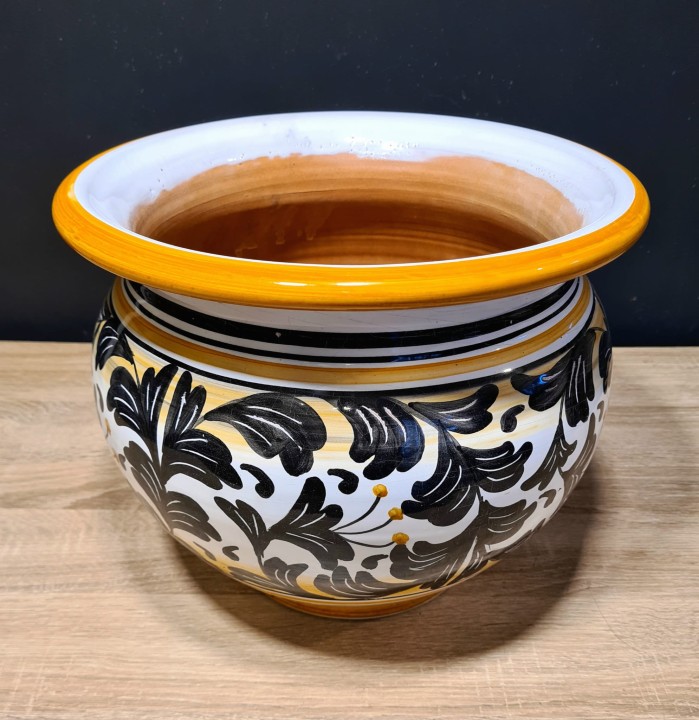 donica ceramiczna 25cm wysokosci czarno-zółta wzorzysta 3.jpg