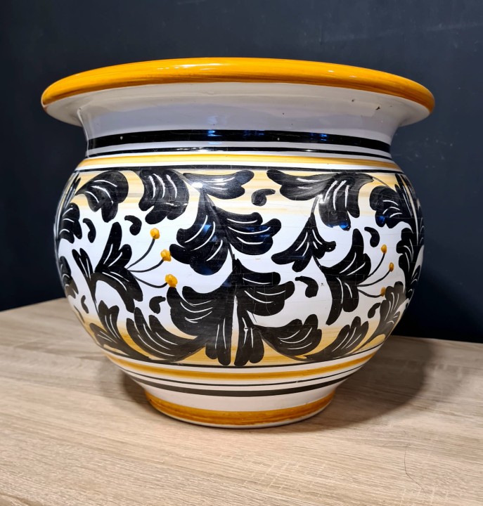 donica ceramiczna 25cm wysokosci czarno-zółta wzorzysta 5.jpg