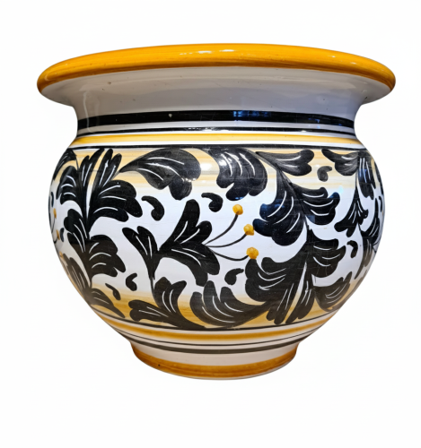 donica ceramiczna 25cm wysokosci czarno-zółta wzorzysta tlo 2.png
