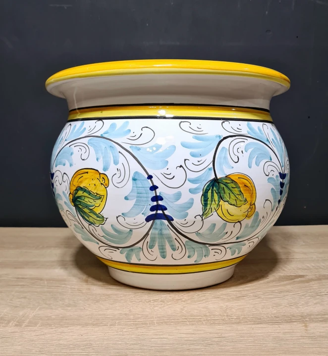 donica ceramiczna recznie malowana 25cm wysokosci. cytryny i blekit 2.jpg