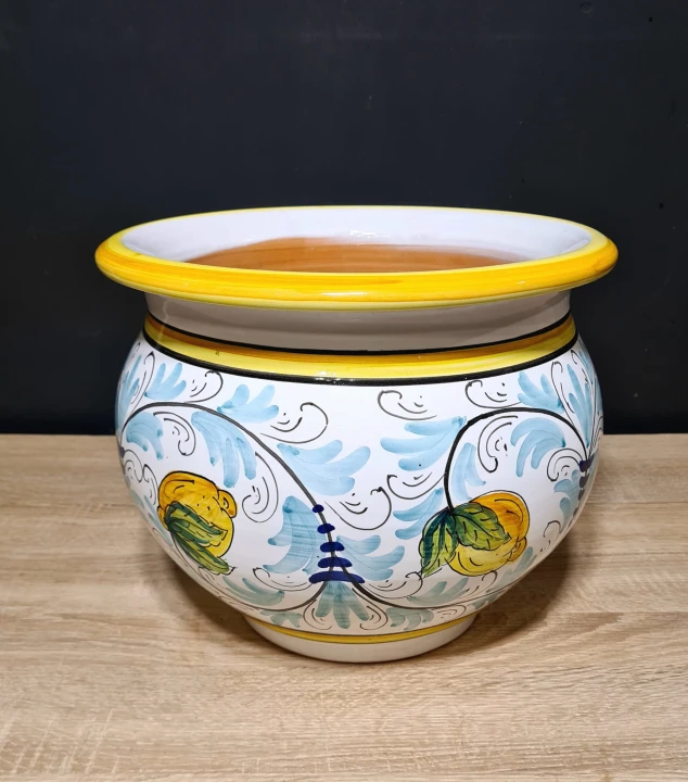 donica ceramiczna recznie malowana 25cm wysokosci. cytryny i blekit 3.jpg