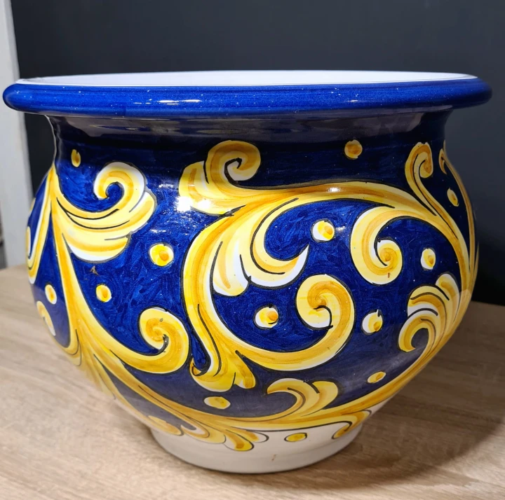 donica ceramiczna recznie malowana 25cm wysokosci. wzory granatowo zlote 5.jpg