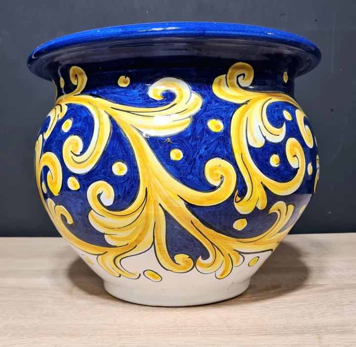 donica ceramiczna recznie malowana 25cm wysokosci. wzory granatowo zlote 2.jpg