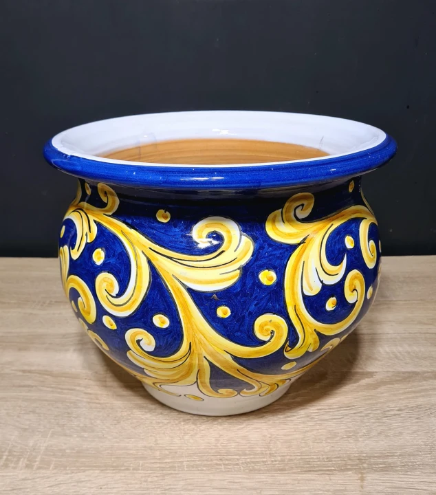 donica ceramiczna recznie malowana 25cm wysokosci. wzory granatowo zlote 3.jpg