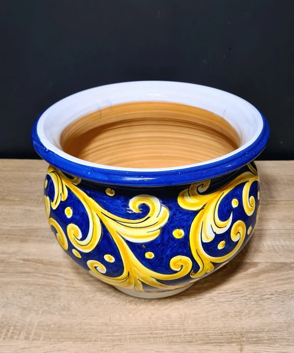 donica ceramiczna recznie malowana 25cm wysokosci. wzory granatowo zlote 4.jpg