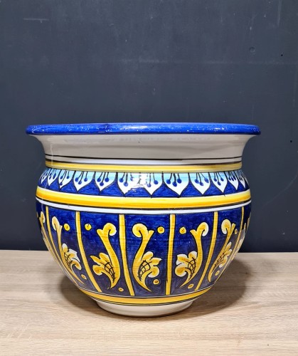 donica ceramiczna recznie malowana 25cm wysokosci. wzory na granatowym tle.jpg