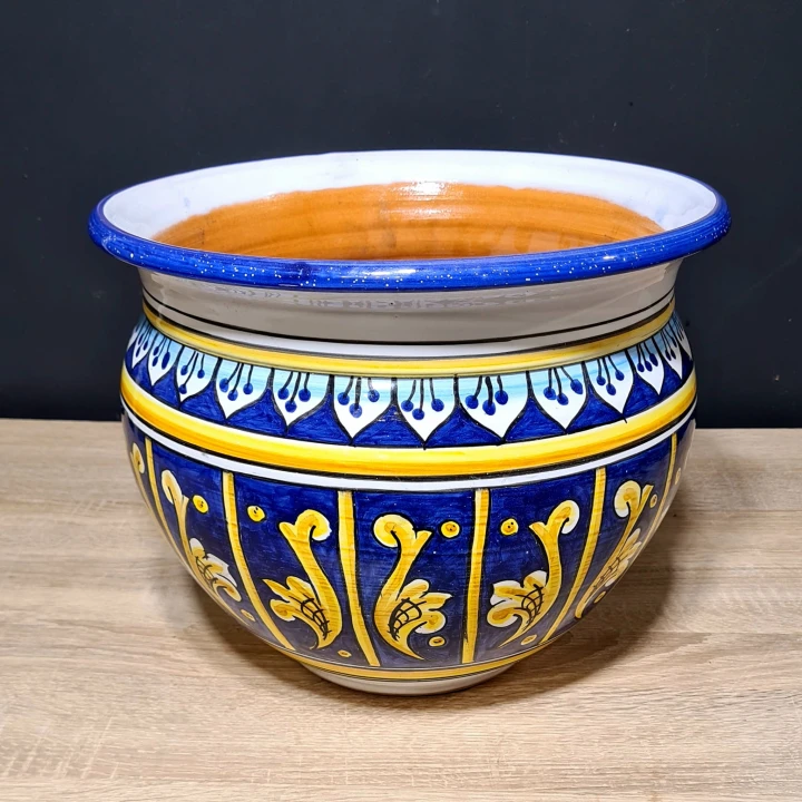 donica ceramiczna recznie malowana 25cm wysokosci. wzory na granatowym tle 2.jpg