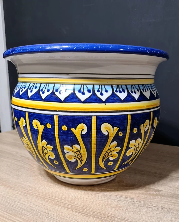 donica ceramiczna recznie malowana 25cm wysokosci. wzory na granatowym tle 4.jpg