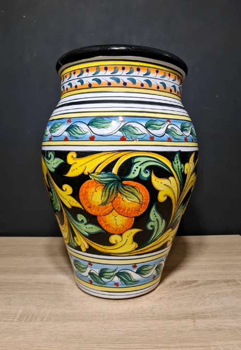 donica ceramiczna recznie malowana 50cm wysokosci sycylijska z motywem pomaranczy 3.jpg