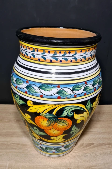 donica ceramiczna recznie malowana 50cm wysokosci sycylijska z motywem pomaranczy 4.jpg