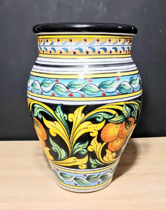 donica ceramiczna recznie malowana 50cm wysokosci sycylijska z motywem pomaranczy 5.jpg