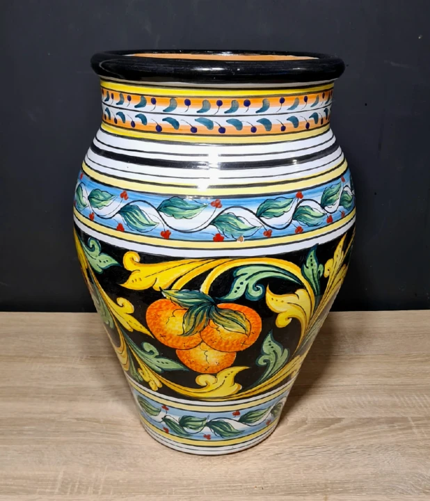 donica ceramiczna recznie malowana 50cm wysokosci sycylijska z motywem pomaranczy 2.jpg