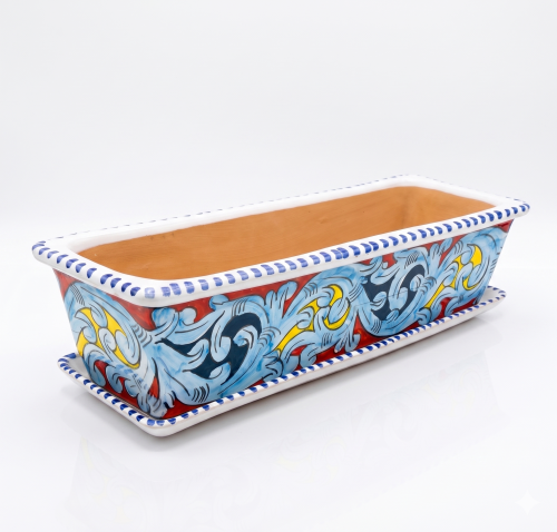ceramiczna doniczka parapetowa 60cm w sycylijskie wzory z podstawka tlo.png