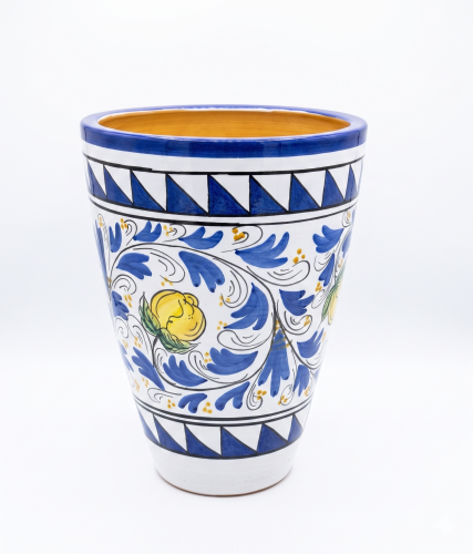 doniczka ceramiczna sycylijska 40cm wysokosci z motywem cytryn niebiesko biala tło.png