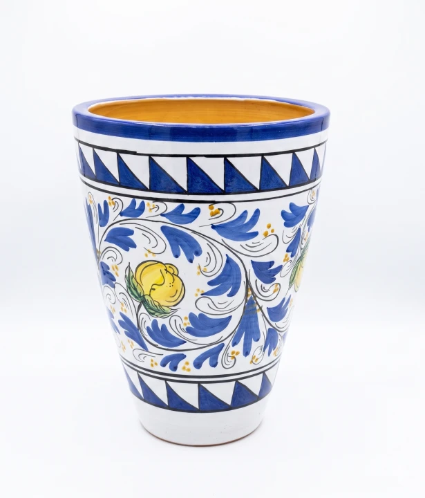 doniczka ceramiczna sycylijska 40cm wysokosci z motywem cytryn niebiesko biala tło.png