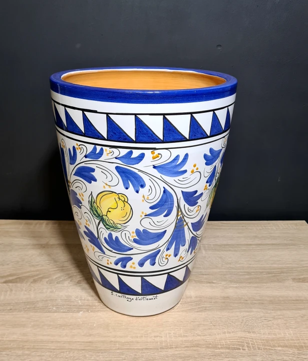 doniczka ceramiczna sycylijska 40cm wysokosci z motywem cytryn niebiesko biala 3.jpg