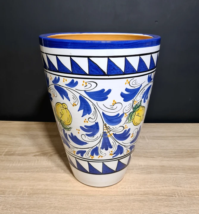 doniczka ceramiczna sycylijska 40cm wysokosci z motywem cytryn niebiesko biala 4.jpg