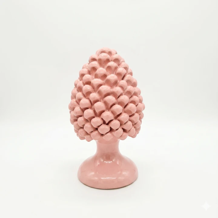 sycylijska szyszka ceramiczna pinia 30cm różowa tlo.png