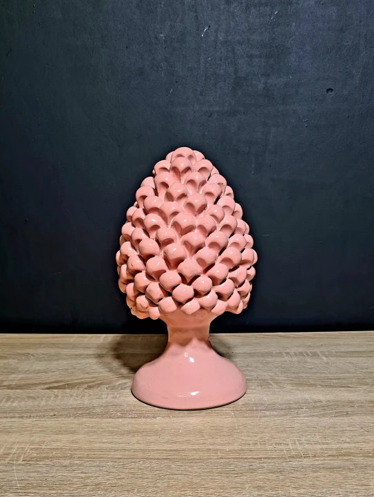 sycylijska szyszka ceramiczna pinia 30cm różowa.jpg
