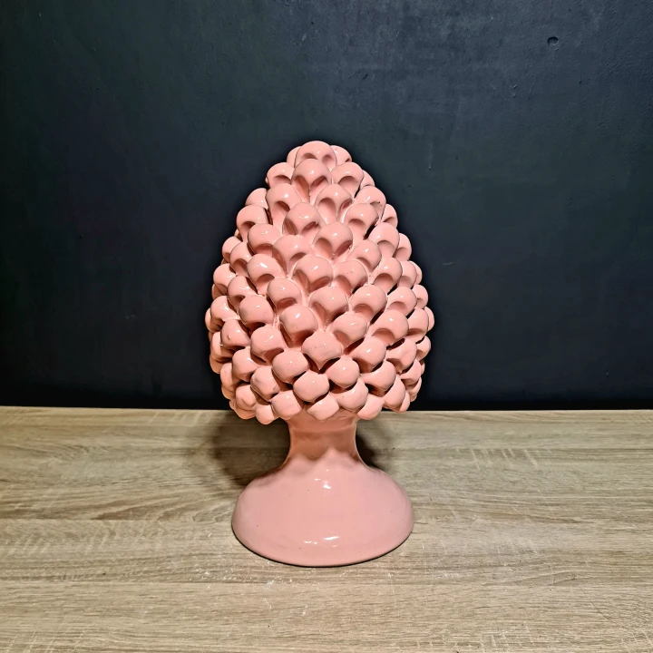 sycylijska szyszka ceramiczna pinia 30cm różowa 3.jpg