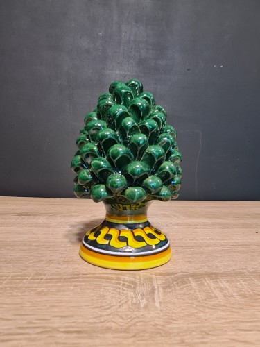 zielona szyszka sycylijska pinia 23cm z recznie malowanymi wzorami 4.jpg