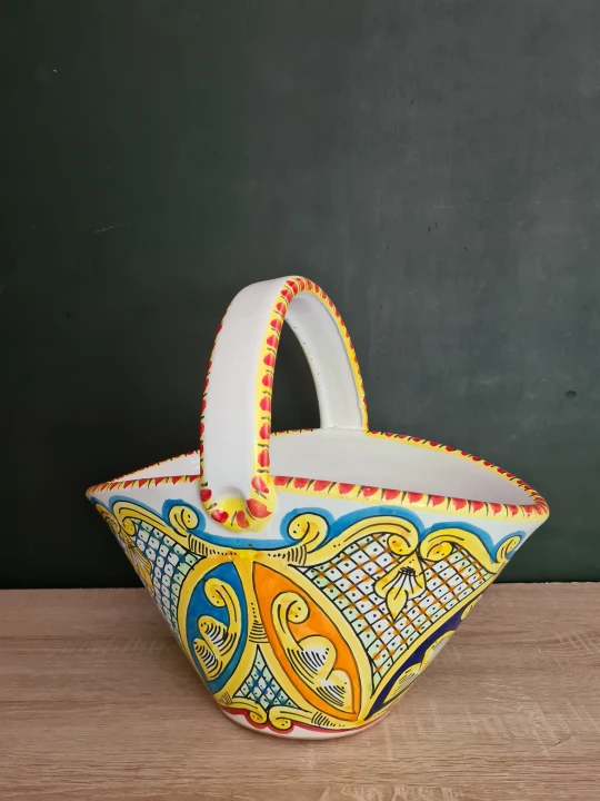 ceramiczny koszyk recznie malowany w sycylijskie wzory 5.jpg