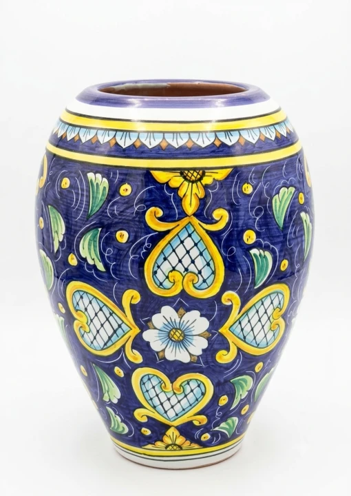 donica XXL ceramiczna 50cm granatowa z kwoatem tlo.png