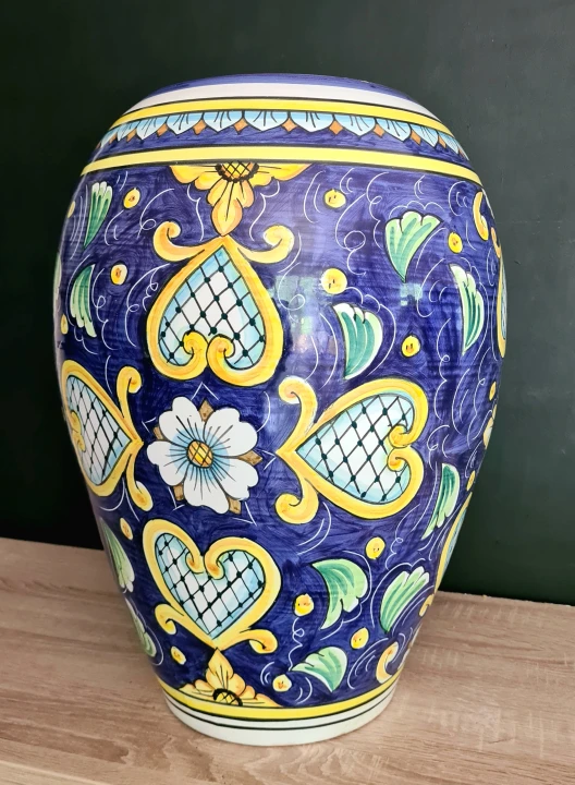 duza donica XXL 50cm wysokosci granatowa z bialym kwiatem  4.jpg