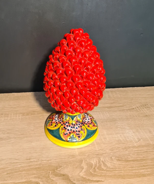 sycylijska szyszka pinia 30cm czerwona dekorowana w granaty 5.jpg