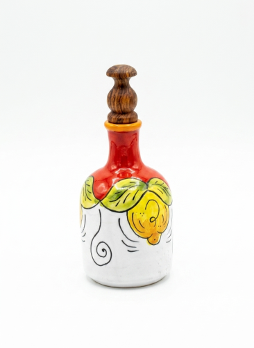 buteleczka ceramiczna na oliwe z motywem cytryny czerwona tlo.png