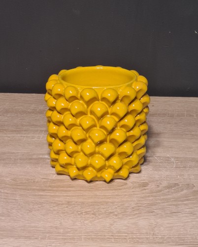 ceramiczna-zolta-doniczka-flakon-szyszka-pinia-13cm-cylindryczna.jpg