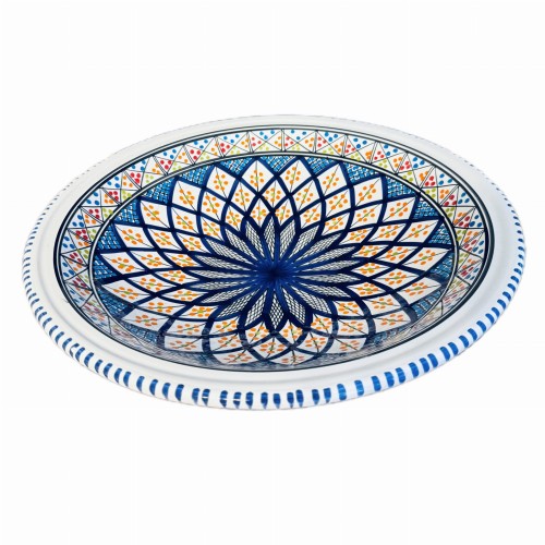 Bardzo duża misa ceramiczna 41 cm, rękodzieło z Sycylii, granatowy orientalny wzór
